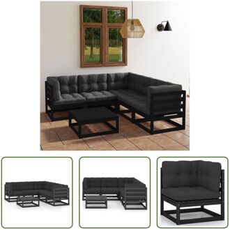 Loungeset Grenenhout - Zwart - 70x70x67 cm - Inclusief kussens