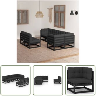 Loungeset - Grenenhout - Zwart - 70x70x67 cm - Inclusief kussens