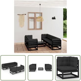 Loungeset - Grenenhout - Zwart - 70x70x67 cm - Inclusief kussens