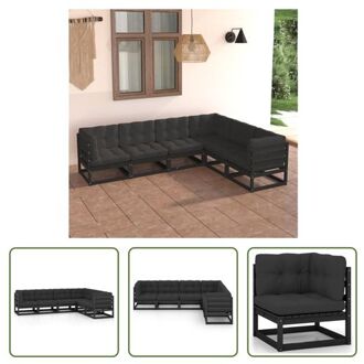 loungeset - Grenenhout - Zwart - 70x70x67 cm - Met kussens