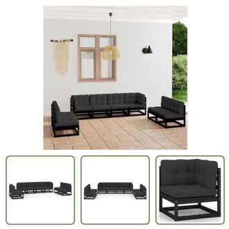 Loungeset Grenenhout Zwart - 70x70x67cm - Incl - kussens