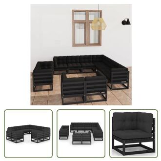 Loungeset - Grenenhout - Zwart - 70x70x67cm - Inclusief kussens