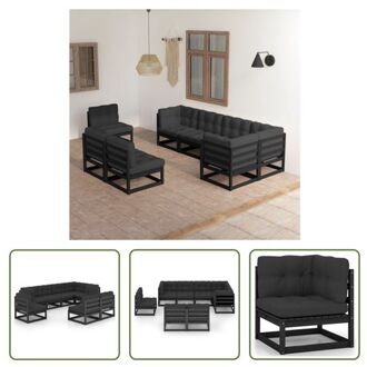 Loungeset - Grenenhout - Zwart - 70x70x67cm - Inclusief Kussens