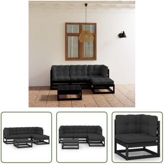 Loungeset Grenenhout Zwart - 70x70x67cm - Inclusief Kussens