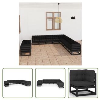 Loungeset - Grenenhout - Zwart - 70x70x67cm - Met kussens