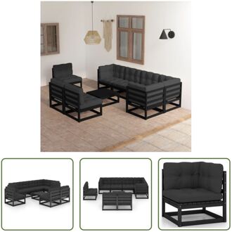 Loungeset Grenenhout - Zwart - 71x71x67 cm - Inclusief Kussens