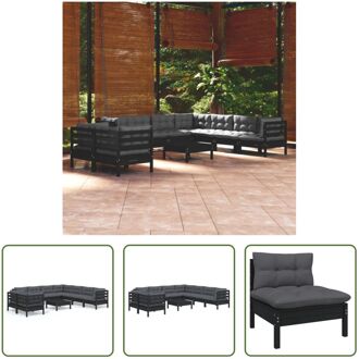 Loungeset Grenenhout - Zwart - Hoekbank 63.5x63.5x62.5cm - Middenbank 63.5x63.5x62.5cm