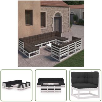 Loungeset Grenenhouten - 4x Hoekbank 4x Middenbank 2x Voetenbank 1x Tafel - 70x70x67cm - Wit