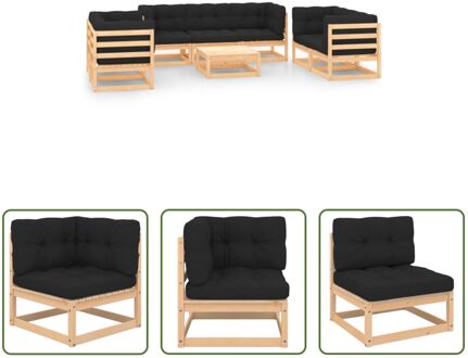 Loungeset Grenenhouten - Tuinmeubelen - 70x70x67 cm - Antraciet Grijs