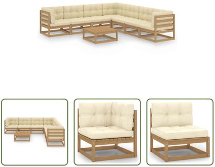 Loungeset Grenenhouten - Tuinmeubelen - 70x70x67 cm - Honingbruin - Crème