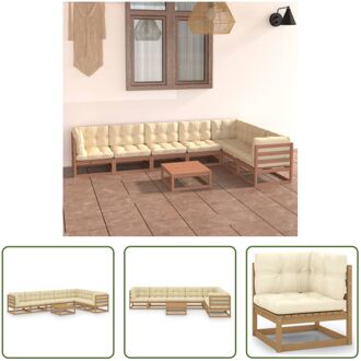 Loungeset Grenenhouten - Tuinset 70 x 70 x 67 cm - Honingbruin en Crème