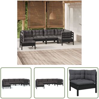 Loungeset - Grenenhouten - Zwart - 63.5 x 63.5 x 62.5 cm - Inclusief kussens 150 karakters