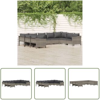 Loungeset - Grijs - 63 x 63 x 55.5 cm - PE-rattan-staal