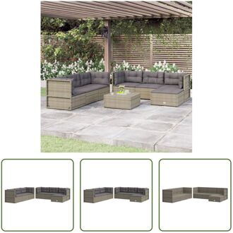 Loungeset - Grijs - Hoekbank 54x54x24.5/38/50/55cm - Middenbank 54x54x55cm - Voetenbankje 53x51x24.5cm