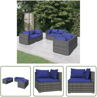 Loungeset Grijs - Hoekbank 70x70x60.5 - Stevig frame - Waterdicht PE-rattan - Modulair design - Dik