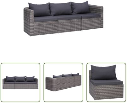 Loungeset Grijs - Linkerhoekbank - Rechterhoekbank - Middenbank - 72 x 72 x 63 cm - Sterk