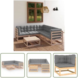 Loungeset Grijs Massief Grenenhout - 70 x 70 x 67 cm - Modulair