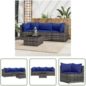 Loungeset Grijs PE-Rattan - 63x63x57.5 cm - Weerbestendig