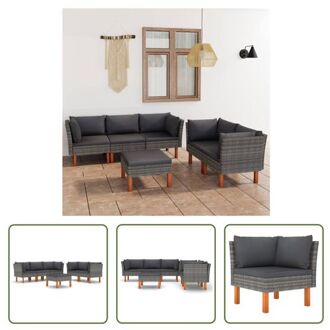 Loungeset - Grijs - PE-rattan - gepoedercoat staal - Inclusief kussens - Afmetingen- 60.5 x 64.5 x 67