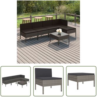 Loungeset Grijs - PE-rattan - Modulair - 60x60x35 cm - Inclusief kussens