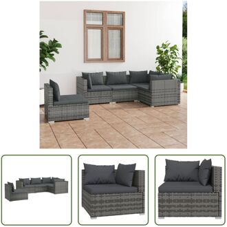 Loungeset - Grijs - PE-rattan - Modulair design - 70 x 70 x 60.5 - Dik gevoerde kussens