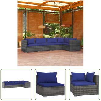 Loungeset - Grijs - PE-rattan - Modulair design - Comfortabele kussens