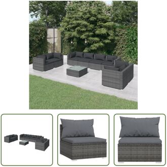 Loungeset - Grijs PE-rattan - Modulair design - Stevig stalen frame - Waterdichte kussens