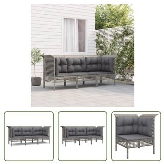 Loungeset Grijs PE-Rattan - Modulair Ontwerp - Weerbestendig - Stevig Frame - Comfortabele Zitervaring