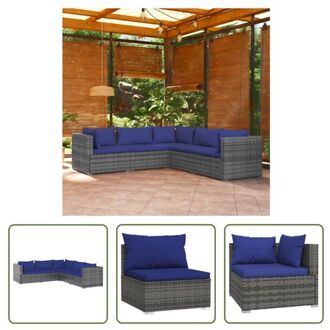 Loungeset - Grijs - PE-rattan - Stevig frame - Modulair ontwerp - Comfortabele kussens