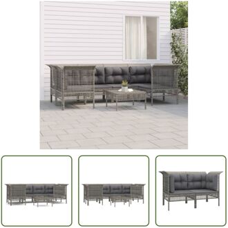 Loungeset Grijs - Poly Rattan - Modulair Design - Weerbestendig