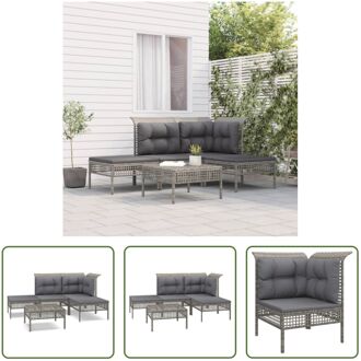 Loungeset Grijs - Tuinhoekbank 65x65x75 cm - Tuinmiddenbank 55x65x75 cm - Tuinvoetenbank 55x55x32 cm