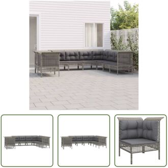 Loungeset Grijs - Tuinhoekbank 65x65x75cm - Gepoedercoat Staal PE-rattan