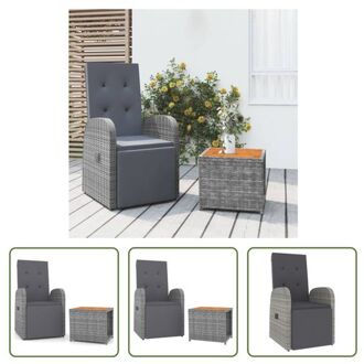 Loungeset - Grijs - Tuinstoel- 57x69x106cm - Tafel- 45x45x40cm