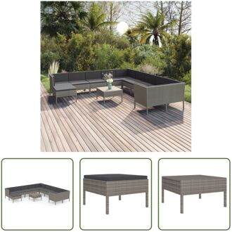 Loungeset - Grijze PE-rattan - Moderne tuinmeubelen - 60 x 60 x 35 cm - Inclusief kussens - Modulair Grijs