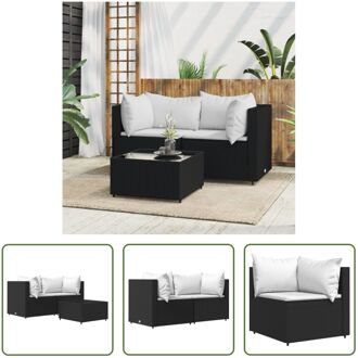 Loungeset Harmony - Hoekbank 63x63x57.5cm - Zwart - Inclusief kussens - Salontafel 50x50x30cm