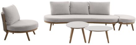 Loungeset Helios - Aluminium/wicker - Naturel - 4 Personen