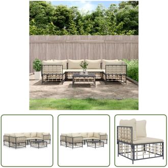 Loungeset Hoekbank Antraciet - 72x72x66 cm - Weerbestendig Poly Rattan Grijs