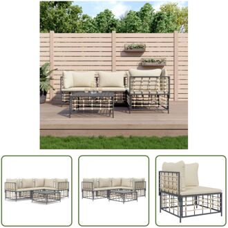 Loungeset hoekbank - antraciet - poly rattan - 72 x 72 x 66 cm - weerbestendig Grijs