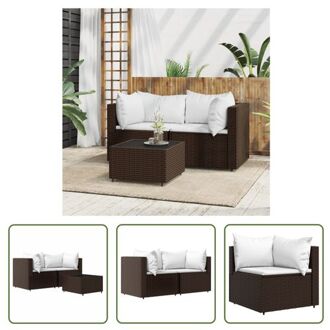 Loungeset - Hoekbank - Bruin - 63 x 63 x 57.5 cm - Weerbestendig