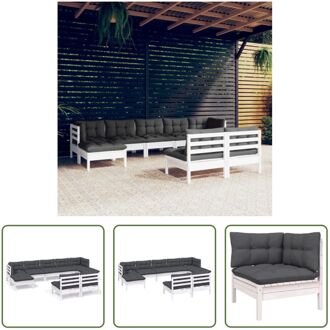 Loungeset Hoekbank Grenenhout - Wit - 63.5 x 63.5 x 62.5 cm - Inclusief kussens - Montage vereist