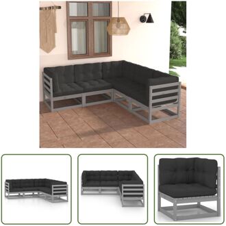 Loungeset Hoekbank Grijs - 70x70x67cm - Massief grenenhout