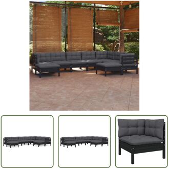 Loungeset Hoekbank Zwart - 63.5 x 63.5 x 62.5 cm - Grenenhout