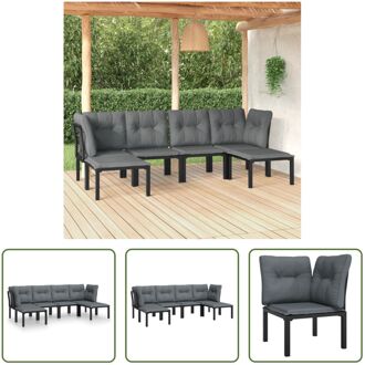 Loungeset Hoekstoel en Enkele Stoel - Zwart - 62 x 62 x 68 cm - Weerbestendig PE-rattan