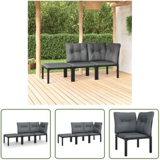 Loungeset Hoekstoel en Enkele Stoel - Zwart - PE-rattan - Gepoedercoat Staal - 62 x 62 x 68 cm - 55 x