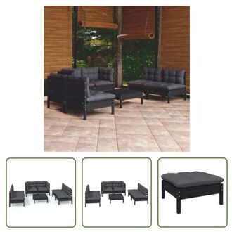 Loungeset Hout - 63.5 x 63.5 x 62.5 cm - Zwart - Antraciet