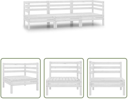 Loungeset - Houten - Hoek/middenbank - 63.5 x 63.5 x 62.5 cm - Wit