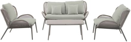 Loungeset Kea - Aluminium/wicker - Groen - 4 Personen