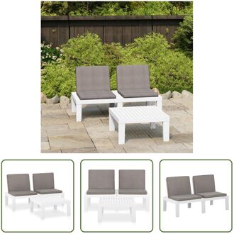 Loungeset - Kunststof - Wit - 130 x 65 x 70 cm - Inclusief kussens