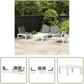 Loungeset - Kunststof - Wit - Antraciet - 65x65x33cm - 65x65x70cm - 130x65x70cm