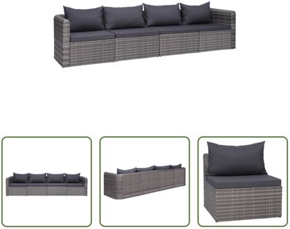 Loungeset - Loungesets - Afmeting- Hoekbank- 72 x 72 x 63 cm - Middenbank- 68 x 72 x 63 cm - Grijs